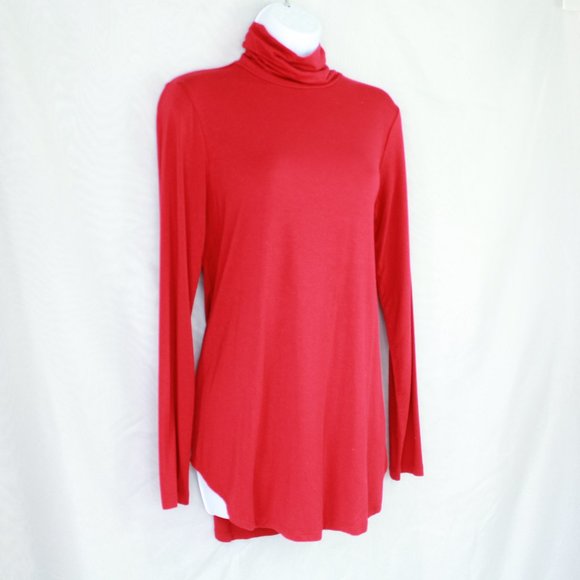 Karen Kane Red Turtle Neck Tunic Dress Long Sleeve - Picture 2 of 6